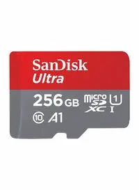 بطاقة ذاكرة سانديسك الترا microSDXC Micro SD بسرعة 120 ميجابايت/ثانية وسعة 256 جيجابايت أحمر/رمادي