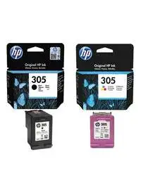 HP 305 Black Original Ink Cartridge (1) + 305 Tri-color Original Ink Cartridge(1) & 305 Black Original Ink Cartridge [3YM61AE], Works with HP DeskJet 2700, 2730, 4100 Printers, Black/Multicolor