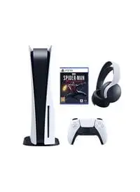 Sony PlayStation 5 Console (Disc Version), 3D Wireless Headset And Spider-Man: Miles Morales