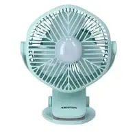 Krypton Knf5405 Rechargeable Mini Fan With LED Light - Clip Fan - 3.7V, 800mAh Lithium Battery - USB Charging - 6*0.5W Hi Power LED Light - Portable, Lightweight, 2 Year Warranty