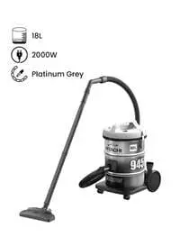 Hitachi Vacuum Cleaner With Unique Design 18L, 2000W, CV-945F SS220, Platinum Grey