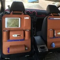 Generic Car Auto Seat Back Multi Pocket Organizer Brown Wool 2 Pcs