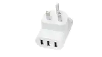 3-port USB charger, white