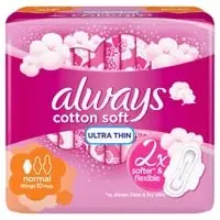 Always Cotton Soft Ultra Thin Normal Sanitary Pads with wings 10 Count 