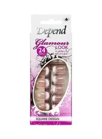 Depend 24-Piece Glamour Look Nail Kit With Pink Glue 6255 Pink & White
