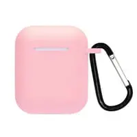 Generic Protective Silicone Airpods Case Shock Proof With Carabiner, Light Pink