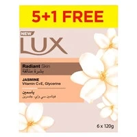 Lux Soap Radiant Skin Velvet Jasmine Flower, Jasmine And Almond Oil 170g x5 +1