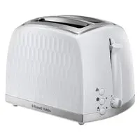 Russell Hobbs 2 Slice Toaster Contemporary Honeycomb Design with Extra Wide Slots and High Lift Feature, White, (26060)