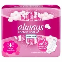 Always Cotton Soft Ultra Thin Large Sanitary Pads with wings 8 Count 