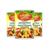 California Garden Fava Beans Ready To Eat- Lebanese Recipe With Chickpeas And Garlic 450g (Pack of 3)