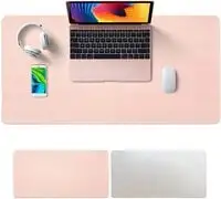 SKY-TOUCH Mouse Pad Large Leather Computer Desk Pad Office Desk Mat Extended Gaming Mouse Pad, Non-Slip Waterproof Dual-Side Use Desk Mat Protector 80cm x 40cm (Pink/White)