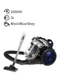 مكنسة كهربائية بدون كيس من سوناشي سايكلون، 3 لتر، 2000 وات، Svc-9028C، أسود/أزرق/رمادي