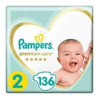 Pampers Premium Care Taped Diapers, Size 2, 3-8kg, Super Saver Pack, 136 Diapers  