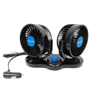 Generic 12V Car Cooling Fan Dual Heads Two Speeds Adjustable Auto Fan 360 Degree Manual Rotation Vehicle Fan For Trucks Or Car