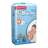 Sanita Bambi Baby Diapers Jumbo Pack Size 3, Medium, 6-11 Kg, 70 Count