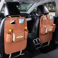 Generic 2-Piece Car Seat Organizer Brown Back Seat Organization Backseat Storage