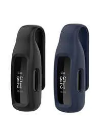 Fitme 2-Piece Silicone Clip For Fitbit Inspire 2, Black/Navy