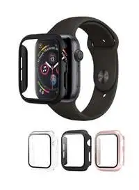 Fitme 3-Piece Full Cover For Apple Watch 38mm, Black/Rose Gold/Clear