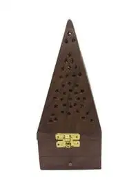 Generic Pyramid Shape Incense Burner Holder Brown 20x9centimeter