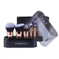 Florucci 5-Piece Professional Makeup Brush Set With Storage Case, Black