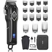 Glaker K11S Barber Clipper Hair Cutting Kit with 15 Guide Combs for Haircut, Trimming & Grooming - Black - K11S