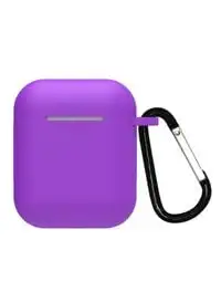 Generic Protective Silicone Airpods Case With Carabiner, Purple
