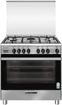 Glem Gas Full Safety, 5 Burners Gas Cooker With Oven, 90cm Width, Silver (Installation Not Included)