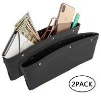 Generic Car Seat Gap Filler And Pocket Organizer, Universal Drop Catch Caddy Catcher For Cellphone /Wallet/Card/Key PU Leather 2 Pcs/Set
