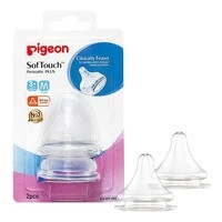 Pigeon SofTouch Peristaltic Plus Wide Neck Silicone Teat Medium Clear