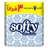 Softy Facial Tissue, 2 PLY, 10 Soft Packs x 130 Sheets, Economy Tissue Paper for Face & Hands