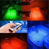 Generic Dash Floor Foot Strip Lights 9 LED 4 In 1 Interior Atmosphere Lights Lighter Adapter Decorative Lamp