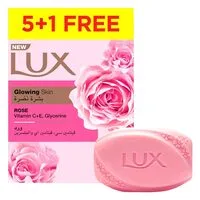 Lux Soap, With Vitamin C, Vitamin E and Glycerin, Roses, For Fresh Skin, 170g X 5 + 1
