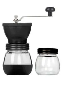 Generic Manual Coffee Bean Grinder With Glass Jars -Black/Clear