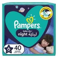 Pampers Baby-Dry Night Diapers,  Size 6, 14+ Kg, 40 Diapers