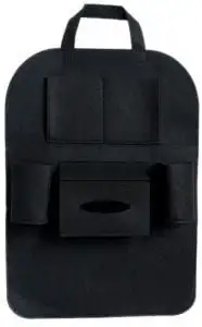 Generic حقيبة تخزين ظهر مقعد السيارة متعددة الوظائف منظم الهاتف صوف أسود 1 قطعة