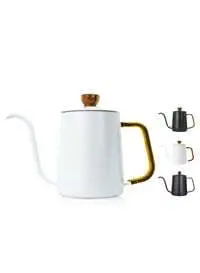 MIBRU Drip V60 Pour Over Kettle With Internal Scale Goose Neck Long Narrow Spout With Lid Coffee Tea 600ml White