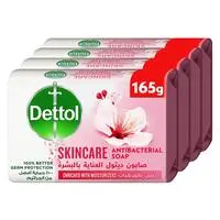 Dettol Skincare Anti-Bacterial Bathing Soap Bar, Rose & Sakura Blossom Fragrance, 165g - Pack of 4