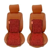 Generic Car Seat Chair-Premium Quality Wood Beaded Seat Cover Cooling Ventilated Mesh Lumbar Back Brace Massage Support Cushion (Brown/Mixed Design) 2 Pcs