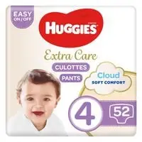 Huggies Extra Care Culottes, Size 4, 9 - 14 kg, Jumbo Pack, 52 Diaper Pants