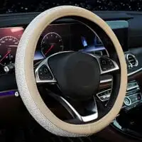 Generic Universal Car Steering Wheel PU Leather Non Slip Crystal Sparkled Diamond Cover Bling Medium Size Black/Beige/Blue (Optionable) 1 Pcs