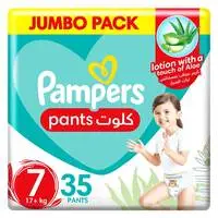Pampers Aloe Vera Pants Diapers, Size 7, 17+kg, Mega Pack, 35 Diapers
