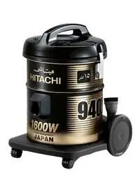 Hitachi Canister Vacuum Cleaner, 1600W, 15L, CV-940Y SS220 BK, Black