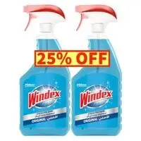 Windex Glass Cleaner Trigger Bottle, Original Blue Twin pack with 25% OFF, 750ml