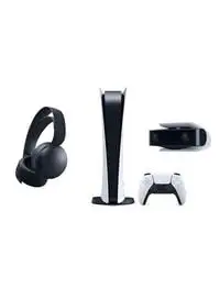سوني بلاي ستيشن 5 الإصدار الرقمي مع سماعة رأس لاسلكية Pulse 3D - أسود منتصف الليل وكاميرا PlayStation5 عالية الدقة
