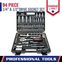 94 Pcs Socket Set,1/4" & 1/2" Ratchet Handle Wrench Automobile Repair Tool Kit ,Screwdriver Torx Bits With Carrying Box