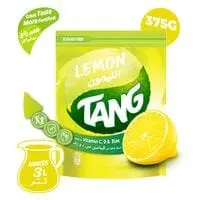 تانج مسحوق مشروب بنكهة الليمون 375 جرام، تكفي لسعة 3 لتر