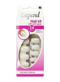 Depend 24-Piece Nail Kit With Pink Glue 6036 White