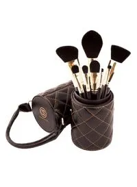 Coastal Scents Majestic 8-Piece Brush Set With Cup Holder Black & Gold