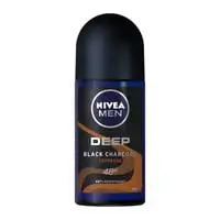 NIVEA MEN Antiperspirant Roll-on for Men, 48h Protection, DEEP Black Carbon Antibacterial, Espresso Scent, 50ml
