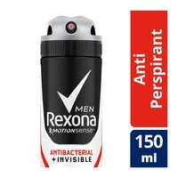 REXONA Men Antiperspirant Deodorant Spray, 72 Hour Sweat & Odor Protection*, Antibacterial + Invisible, With Motionsense Technology, 150ml